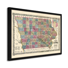 Cargar imagen en el visor de la galería, Digitally Restored and Enhanced 1856 Iowa Map Poster- Framed Vintage Iowa State Map - Old State of Iowa Wall Art - Historic Iowa Wall Map - Sectional & Geological Map of Iowa Poster