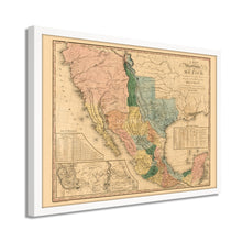 Cargar imagen en el visor de la galería, Digitally Restored and Enhanced 1846 Mexico Map Poster - Framed Vintage Mexico Wall Art - History Map of Mexico States - Old Map of Mexico Poster - Map of the United States of Mexico