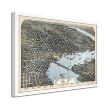 Cargar imagen en el visor de la galería, Digitally Restored and Enhanced 1893 Jacksonville Florida Map - Framed Vintage Jacksonville Wall Art - History Map of Jacksonville Florida - Old Bird's Eye View Map of Jacksonville FL