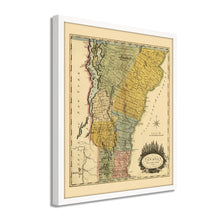 Cargar imagen en el visor de la galería, Digitally Restored and Enhanced 1814 Vermont Map Poster - Framed Vintage State of Vermont Wall Art - History Map of Vermont Poster - Restored Vermont State Map from Actual Survey