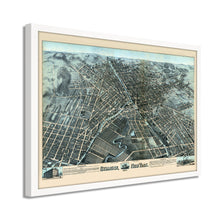 Load image into Gallery viewer, Digitally Restored and Enhanced 1874 Map of Syracuse New York - Framed Vintage Syracuse NY Map - Old Syracuse Wall Art - Bird's Eye View of Syracuse New York Map History