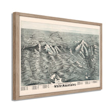 Load image into Gallery viewer, Digitally Restored and Enhanced 1890 White Mountains Map - Framed Vintage Map of the White Mountains - Bird's Eye View Map of White Mountains New Hampshire Shows Index to Summits