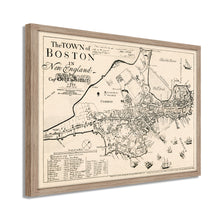 Cargar imagen en el visor de la galería, Digitally Restored and Enhanced 1722 Boston Massachusetts Map -Framed Vintage Boston Poster - History Map of Boston Framed Wall Art - Old Map of The Town of Boston in New England