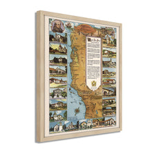Load image into Gallery viewer, Digitally Restored and Enhanced 1949 California Map Poster - Framed Vintage Map of California Missions - Historic California Wall Art - Restored California Missions Map Print