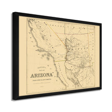 Load image into Gallery viewer, Digitally Restored and Enhanced 1865 Arizona Map Poster - Framed Vintage Arizona Map - History Map of Arizona - Old Arizona Wall Art