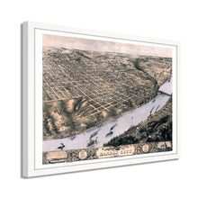 Load image into Gallery viewer, Digitally Restored and Enhanced 1869 Kansas City Map - Framed Vintage Kansas City Wall Art - History Map of Kansas City Missouri