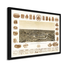 Cargar imagen en el visor de la galería, Digitally Restored and Enhanced 1892 Map of Dallas Texas Poster - Framed Vintage Dallas Map - Old City of Dallas Wall Art - Dallas Texas Map History - Bird's Eye View of Dallas TX Map