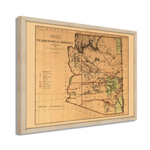 Cargar imagen en el visor de la galería, Digitally Restored and Enhanced 1876 Arizona Map Poster - Framed Vintage Arizona Wall Art - History Map of Arizona State Territory