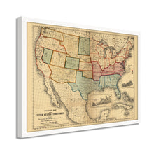 Cargar imagen en el visor de la galería, Digitally Restored and Enhanced 1861 Military Map of The United States - Framed Vintage United States Map - Restored USA Map Poster - Old Military Map of United States & Territories