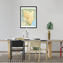 Load image into Gallery viewer, Digitally Restored and Enhanced 1988 Kenya Map Print - Framed Vintage Kenya Wall Art Map - Old Kenya Wall Map - Historic Kenya Wall Art - Restored Map of Kenya Poster