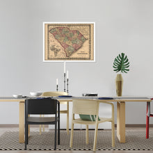Cargar imagen en el visor de la galería, Digitally Restored and Enhanced 1865 South Carolina Map - Framed Vintage South Carolina Map - Old South Carolina State Map - Restored Map of SC - Colton's South Carolina Map Wall Art Poster