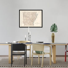 Load image into Gallery viewer, Digitally Restored and Enhanced 1886 Arkansas State Map Poster - Framed Vintage Map of Arkansas Wall Art - Historic AR Map Print - Restored Arkansas Wall Map from General Land Office