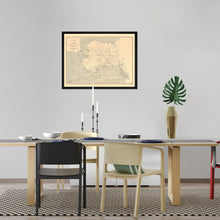 Load image into Gallery viewer, 1909 Alaska Map Poster - Framed Vintage Alaska Map - History Map of Alaska - Alaska Wall Map Showing Aleutian Islands Wall Art Poster Print