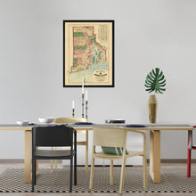 Load image into Gallery viewer, Digitally Restored and Enhanced 1880 Rhode Island State Map - Framed Vintage Rhode Island Poster - Old Rhode Island Wall Art - Historic  Map of Rhode Island & Providence Plantations