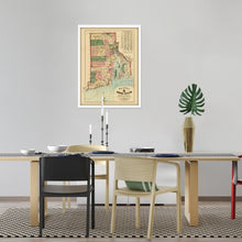 Load image into Gallery viewer, Digitally Restored and Enhanced 1880 Rhode Island State Map - Framed Vintage Rhode Island Poster - Old Rhode Island Wall Art - Historic  Map of Rhode Island & Providence Plantations