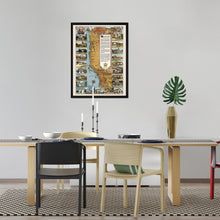 Load image into Gallery viewer, Digitally Restored and Enhanced 1949 California Map Poster - Framed Vintage Map of California Missions - Historic California Wall Art - Restored California Missions Map Print