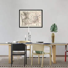 Load image into Gallery viewer, Digitally Restored and Enhanced 1888 Washington State Map Poster - Framed Vintage Washington Map - Old WA State Map - Restored Township & Railroad Map of Washington State Poster