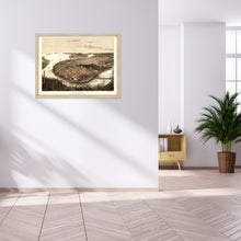 Cargar imagen en el visor de la galería, Digitally Restored and Enhanced 1877 Boston Map Poster - Framed Vintage Boston Poster - Old Map of Boston Wall Art - Bird's Eye View of Boston Massachusetts Map From The North