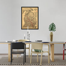 Cargar imagen en el visor de la galería, Digitally Restored and Enhanced 1886 Michigan Map Poster - Framed Vintage Map of Michigan Wall Art - Old State of Michigan Map Print - Vintage Michigan Map Showing Toledo & Ann Arbor