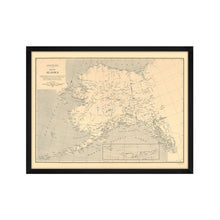 Load image into Gallery viewer, 1909 Alaska Map Poster - Framed Vintage Alaska Map - History Map of Alaska - Alaska Wall Map Showing Aleutian Islands Wall Art Poster Print