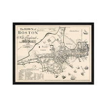 Cargar imagen en el visor de la galería, Digitally Restored and Enhanced 1722 Boston Massachusetts Map -Framed Vintage Boston Poster - History Map of Boston Framed Wall Art - Old Map of The Town of Boston in New England