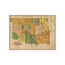 Cargar imagen en el visor de la galería, Digitally Restored and Enhanced 1892 Indian and Oklahoma Territories Map - Framed Vintage Oklahoma Map - Old Map of Oklahoma State Poster - Indian Territory Map & Oklahoma Map Poster