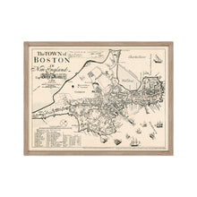 Cargar imagen en el visor de la galería, Digitally Restored and Enhanced 1722 Boston Massachusetts Map -Framed Vintage Boston Poster - History Map of Boston Framed Wall Art - Old Map of The Town of Boston in New England