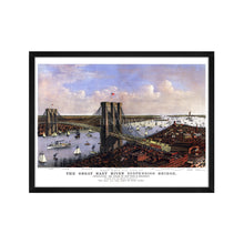 Cargar imagen en el visor de la galería, Digitally Restored and Enhanced 1885 Brooklyn Bridge Map - Framed Vintage New York Brooklyn Bridge Map - Bird's Eye View of Great East River Suspension Bridge New York City Wall Art Poster