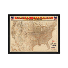 Cargar imagen en el visor de la galería, Digitally Restored and Enhanced 1892 Union Pacific Map of the United States - Framed Vintage USA Map - Old United States Map History