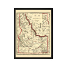 Load image into Gallery viewer, Digitally Restored and Enhanced 1896 Idaho Map Poster - Framed Vintage Idaho Wall Art - Old Idaho State Map - Historic Idaho Wall Map - Township & Railroad Map of Idaho Poster