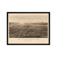 Cargar imagen en el visor de la galería, Digitally Restored and Enhanced 1875 San Jose California Map Poster - Framed Vintage San Jose Wall Art - History Map of California - Old Bird's Eye View Map of San Jose CA