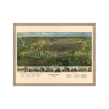 Load image into Gallery viewer, Digitally Restored and Enhanced 1891 Houston Map - Framed Vintage Houston Poster - Old Houston Wall Art - History Map of Houston TX -Historic Bird's Eye View of Houston Texas Map