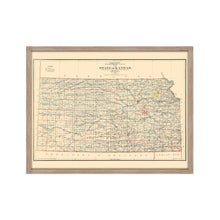 Load image into Gallery viewer, Digitally Restored and Enhanced 1898 Map of Kansas Poster - Framed Vintage Kansas Map Poster - Old Kansas Wall Art - Restored Kansas State Map - Historic State of Kansas Wall Map