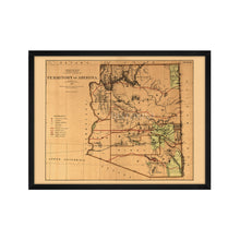 Cargar imagen en el visor de la galería, Digitally Restored and Enhanced 1876 Arizona Map Poster - Framed Vintage Arizona Wall Art - History Map of Arizona State Territory