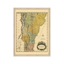Cargar imagen en el visor de la galería, Digitally Restored and Enhanced 1814 Vermont Map Poster - Framed Vintage State of Vermont Wall Art - History Map of Vermont Poster - Restored Vermont State Map from Actual Survey