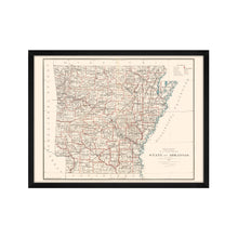 Load image into Gallery viewer, Digitally Restored and Enhanced 1886 Arkansas State Map Poster - Framed Vintage Map of Arkansas Wall Art - Historic AR Map Print - Restored Arkansas Wall Map from General Land Office