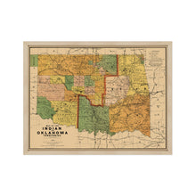 Cargar imagen en el visor de la galería, Digitally Restored and Enhanced 1892 Indian and Oklahoma Territories Map - Framed Vintage Oklahoma Map - Old Map of Oklahoma State Poster - Indian Territory Map & Oklahoma Map Poster