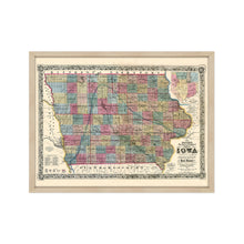Cargar imagen en el visor de la galería, Digitally Restored and Enhanced 1856 Iowa Map Poster- Framed Vintage Iowa State Map - Old State of Iowa Wall Art - Historic Iowa Wall Map - Sectional & Geological Map of Iowa Poster