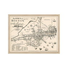 Cargar imagen en el visor de la galería, Digitally Restored and Enhanced 1722 Boston Massachusetts Map -Framed Vintage Boston Poster - History Map of Boston Framed Wall Art - Old Map of The Town of Boston in New England