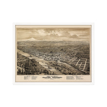 Cargar imagen en el visor de la galería, Digitally Restored and Enhanced 1876 Salem Oregon Map - Framed Vintage Oregon Poster Wall Art - Old State of Oregon Map - Bird's Eye View of Salem Oregon From The West Looking East