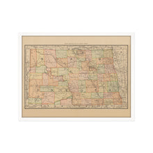 Load image into Gallery viewer, Digitally Restored and Enhanced 1892 North Dakota Map Poster - Framed Vintage State of North Dakota Wall Art - History Map of North Dakota -  Old Bismarck North Dakota State Map