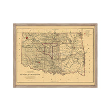 Load image into Gallery viewer, Digitally Restored and Enhanced 1887 Indian Territory Map - Framed Vintage Map of Indian Territory Oklahoma Wall Art - Old Indian Territory Map Compiled from The Official Records