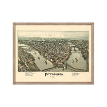 Load image into Gallery viewer, Digitally Restored and Enhanced 1902 Map of Pittsburgh Poster - Framed Vintage Pennsylvania Map - Old Pittsburgh Wall Art - Restored Bird's Eye View Map of Pittsburgh Pennsylvania