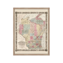 Load image into Gallery viewer, Digitally Restored and Enhanced 1851 Wisconsin State Map - Framed Vintage Wisconsin Map - Old Map of Wisconsin Wall Art - Restored Township Map of the State of Wisconsin Wall Map