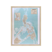 Load image into Gallery viewer, Digitally Restored and Enhanced 1990 Map of the Philippines Poster -Framed Vintage Map of Philippines Wall Art - Old Philippines Map Poster - Historic Philippines Wall Map Print