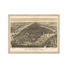 Load image into Gallery viewer, Digitally Restored and Enhanced 1886 New York City Poster Map - Framed Vintage Map of New York City Wall Art - Restored New York Map - Old Bird's Eye View of New York Poster