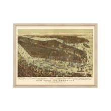Load image into Gallery viewer, Digitally Restored and Enhanced - 1892 New York and Brooklyn Poster Map - Framed Vintage New York City Poster - Old NYC Wall Art - Restored NYC Map - New York & Brooklyn Map Wall Art