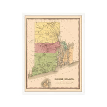 Cargar imagen en el visor de la galería, Digitally Restored and Enhanced 1829 Rhode Island State Map - Framed Vintage Rhode Island Poster - Old Rhode Island Wall Art - Historic RI Map - Restored Map of Rhode Island Print