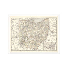Cargar imagen en el visor de la galería, Digitally Restored and Enhanced 1894 Ohio Map Poster - Framed Vintage Ohio State Wall Art - History Map of Ohio State Poster Print