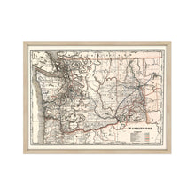 Load image into Gallery viewer, Digitally Restored and Enhanced 1888 Washington State Map Poster - Framed Vintage Washington Map - Old WA State Map - Restored Township & Railroad Map of Washington State Poster